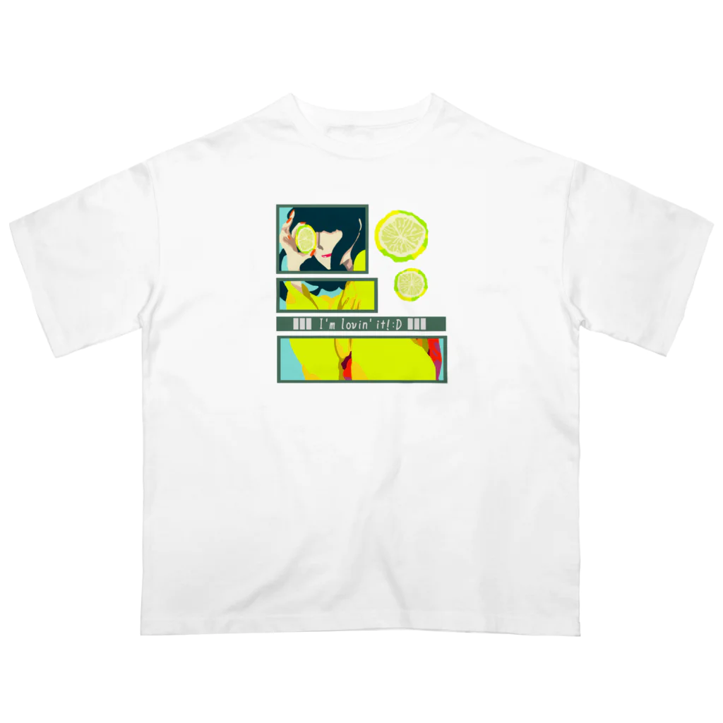 GOODS SHOP【そぞろな小窓】 SUZURI店の【I'm lovin' it! :D -lemon-】 オーバーサイズTシャツ