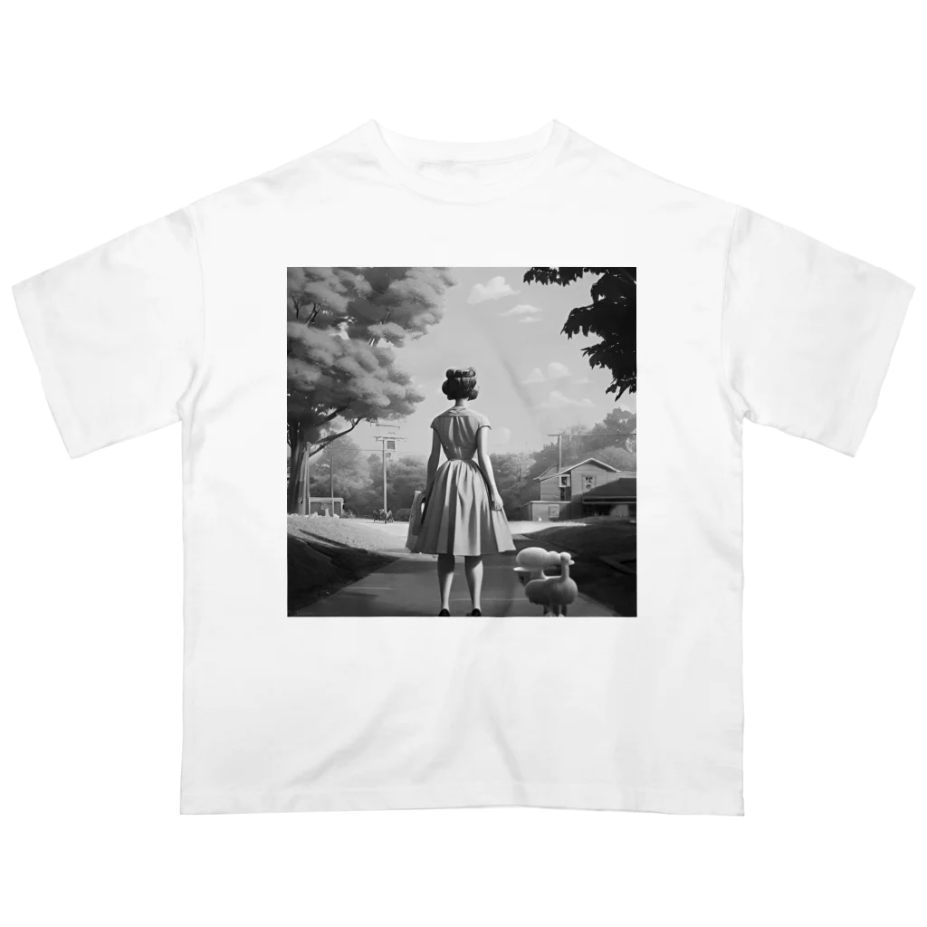Luxim(モノクロ専門)のモノクロ少女バックプリント オーバーサイズTシャツ