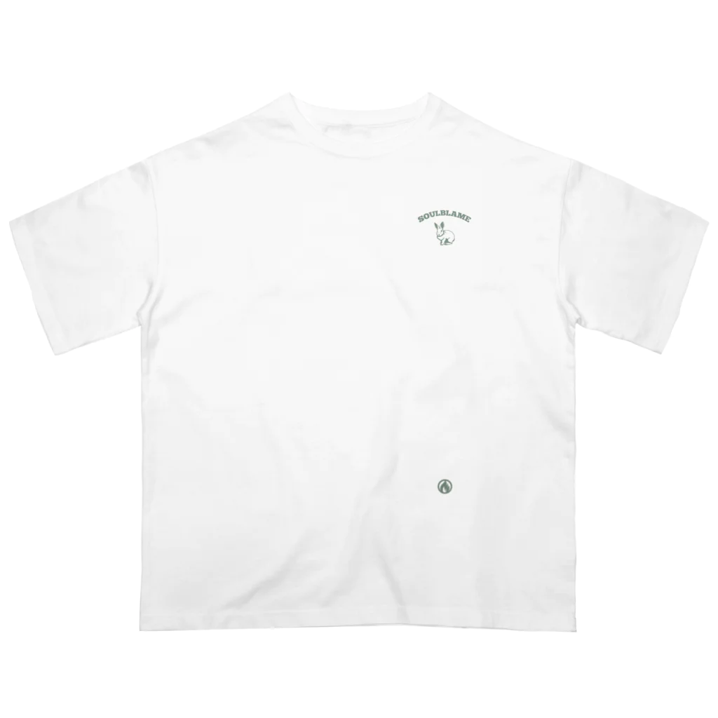 SOULBLAMEのRABBIT TINY LOGO G-RAY TEE IN WHITE オーバーサイズTシャツ