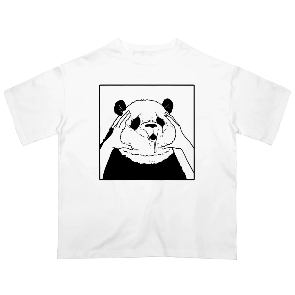 wakutaのむぎゅっとされているパンダ オーバーサイズTシャツ