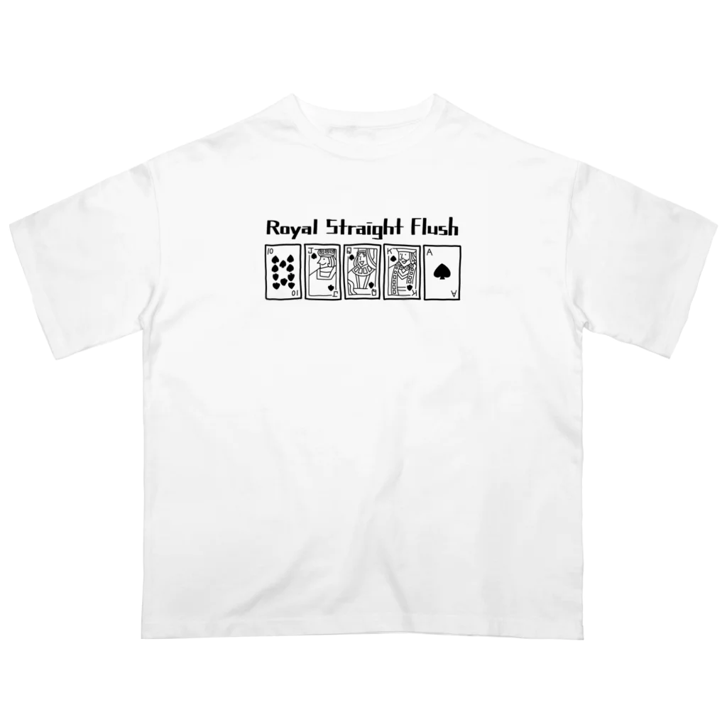 📦キマグレファクトリー📦のRoyal Straight Flush (ホワイト) オーバーサイズTシャツ