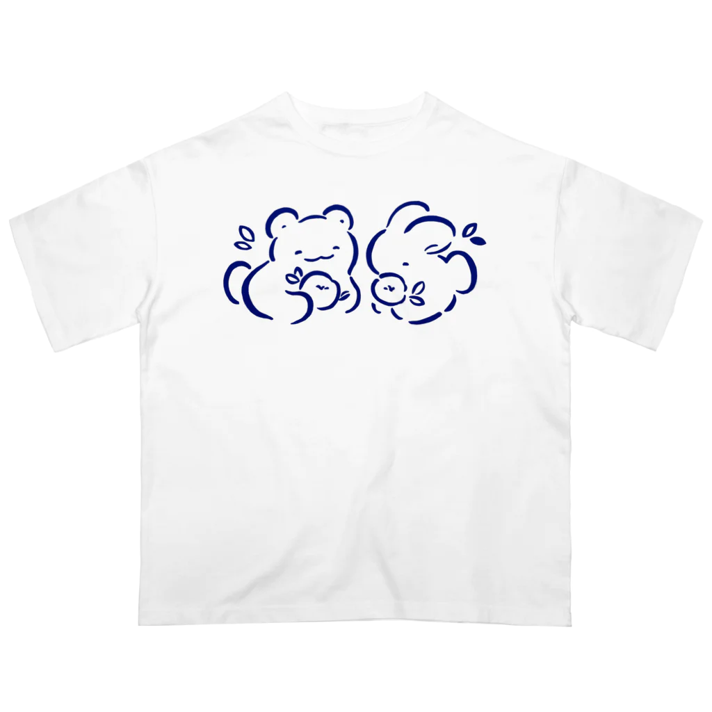 いさきのれいなのくまとうさぎと花々 オーバーサイズTシャツ