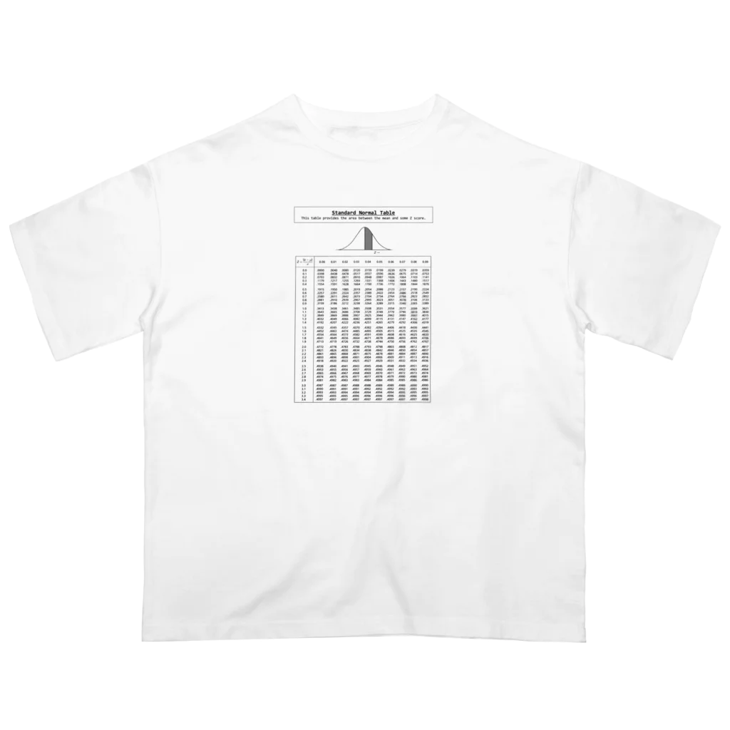 理系ファンクラブの標準正規分布表 - standard normal distribution table - Oversized T-Shirt