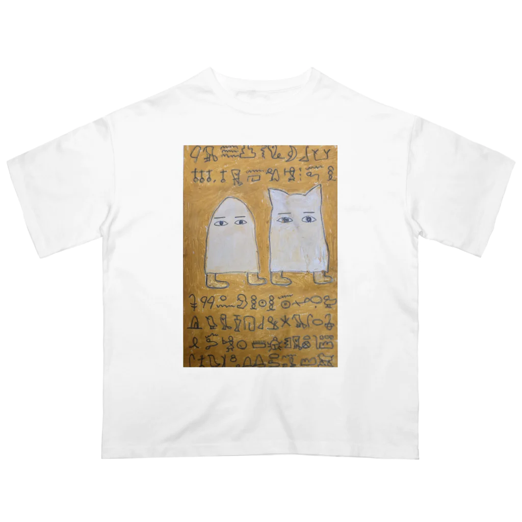 ルーナ│障害者アート のメジェドと猫メジェド Oversized T-Shirt