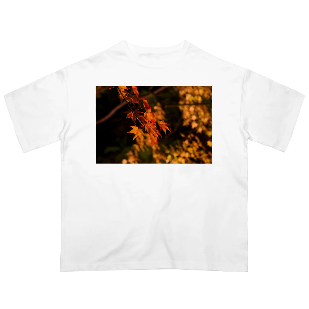 nokkccaのライトアップ紅葉 - Japanese maple(night shot) - オーバーサイズTシャツ