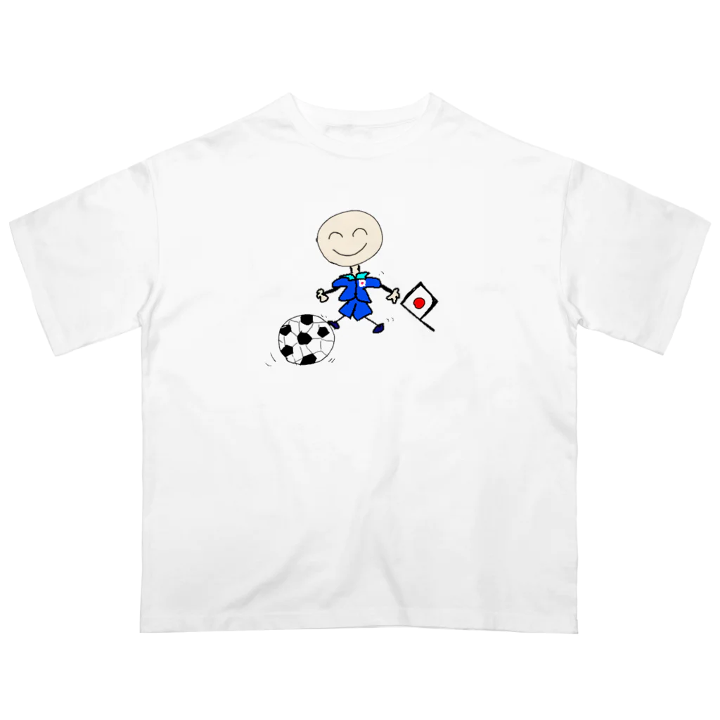 豆太郎と豆姫(まめこ)のサッカー代表の豆太郎 オーバーサイズTシャツ