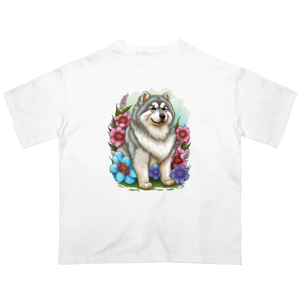 znbmsrrの花アラスカの子犬。 愛犬家のためのキュートなデザイン。 オーバーサイズTシャツ