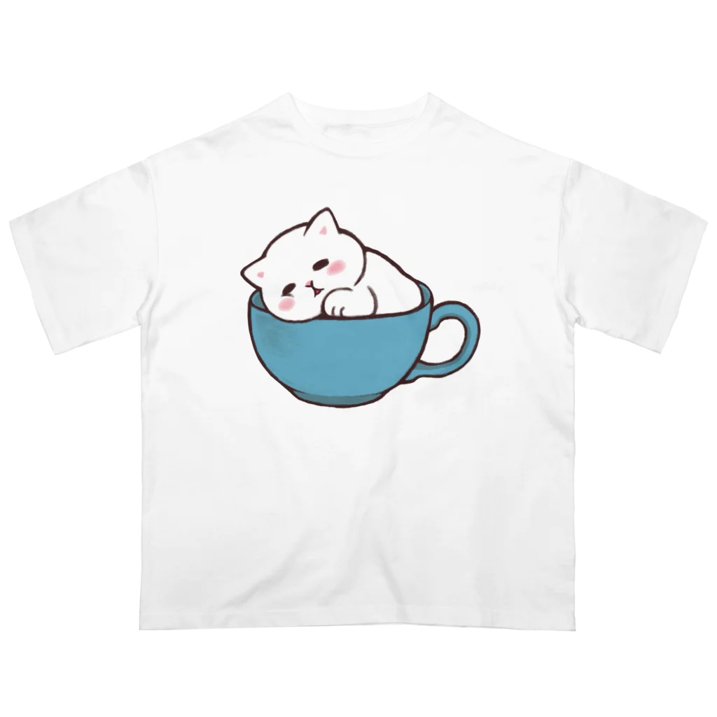 ふわにゃんshopのすやすや(ホワイト) オーバーサイズTシャツ