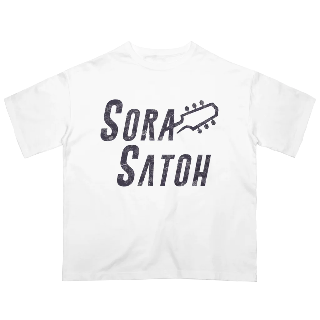 SoraSatohの黒エレガント和柄 - Sora Satoh ギターロゴ オーバーサイズTシャツ