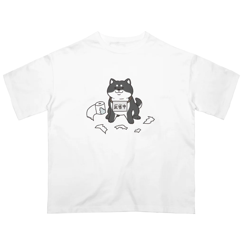 もんとみ | もっちり動物造形作家の反省の色が見えない黒柴 Oversized T-Shirt