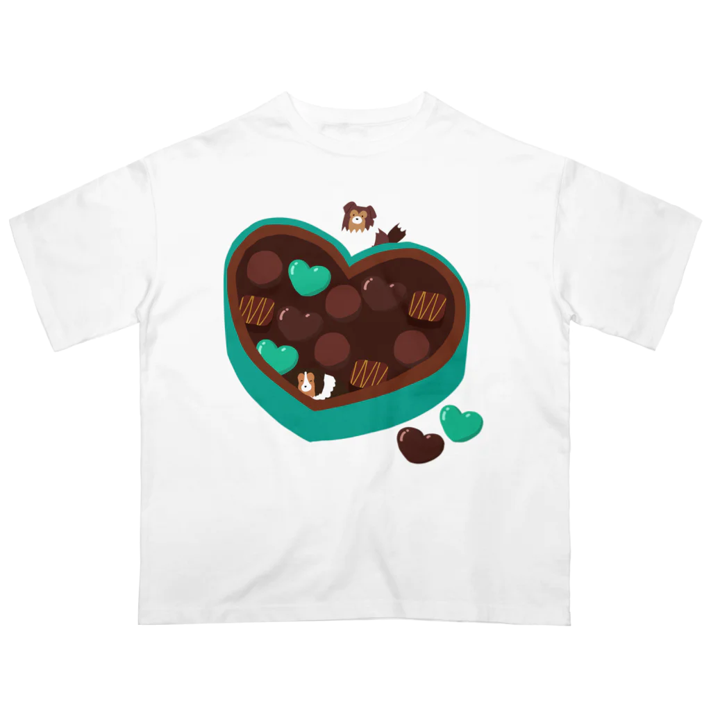 Kotetsu diary(SUZURI店)のシェルティ×チョコ(ミントカラー) オーバーサイズTシャツ