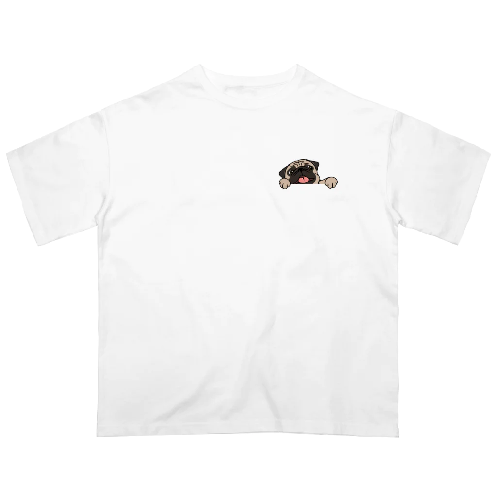 パグ PUG ぱぐ  OHMAI GALLERYのPUG-ぱぐ-パグ-覗き見パグ Tシャツ Oversized T-Shirt