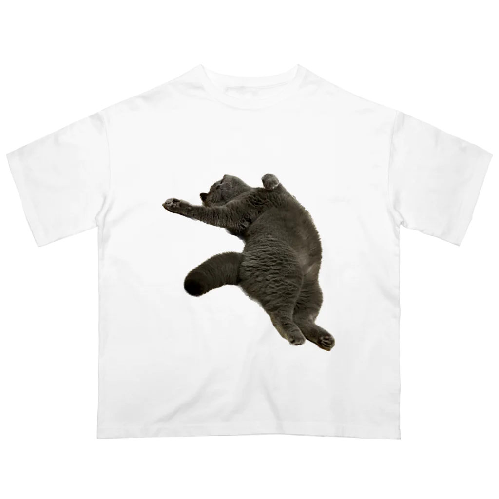 むっちり猫のむっちり丸のお腹ぽっこりむっちり丸 オーバーサイズTシャツ