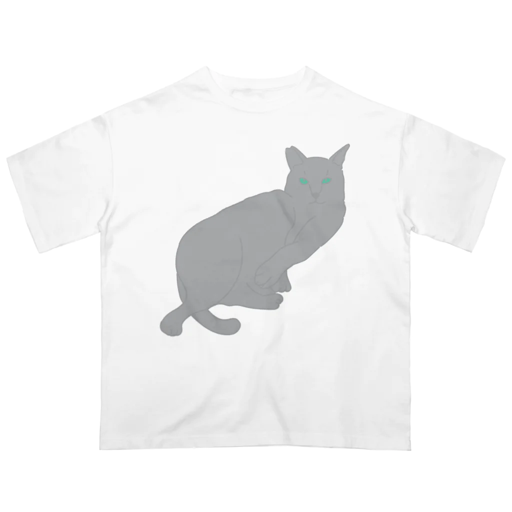 cuchito cuchitoのまったり猫 グレー Oversized T-Shirt