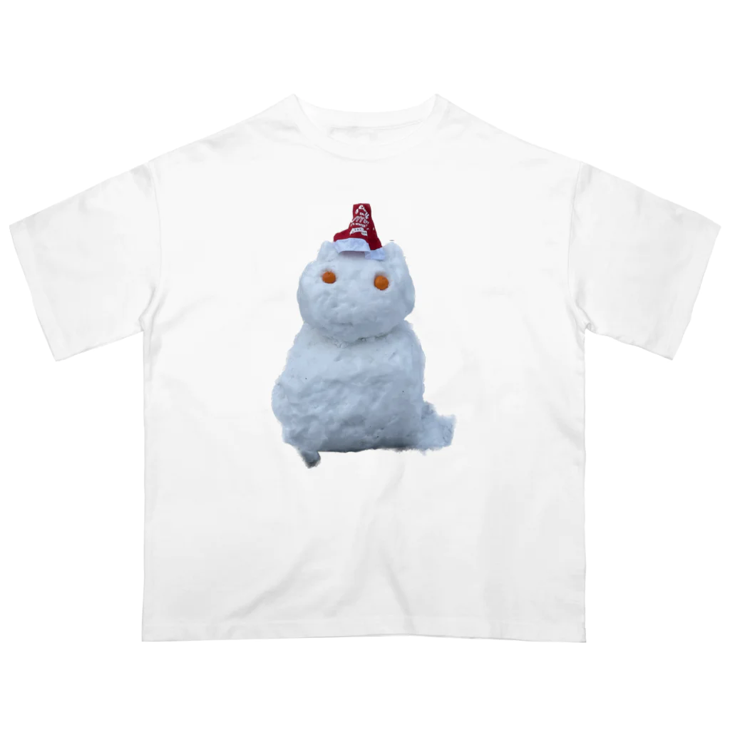 隠れ家オムネコの雪ネコダルマ オーバーサイズTシャツ