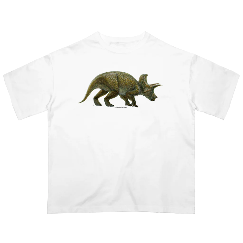 segasworksのTriceratops horridus(トリケラトプス ・ホリドゥス)着彩画 オーバーサイズTシャツ