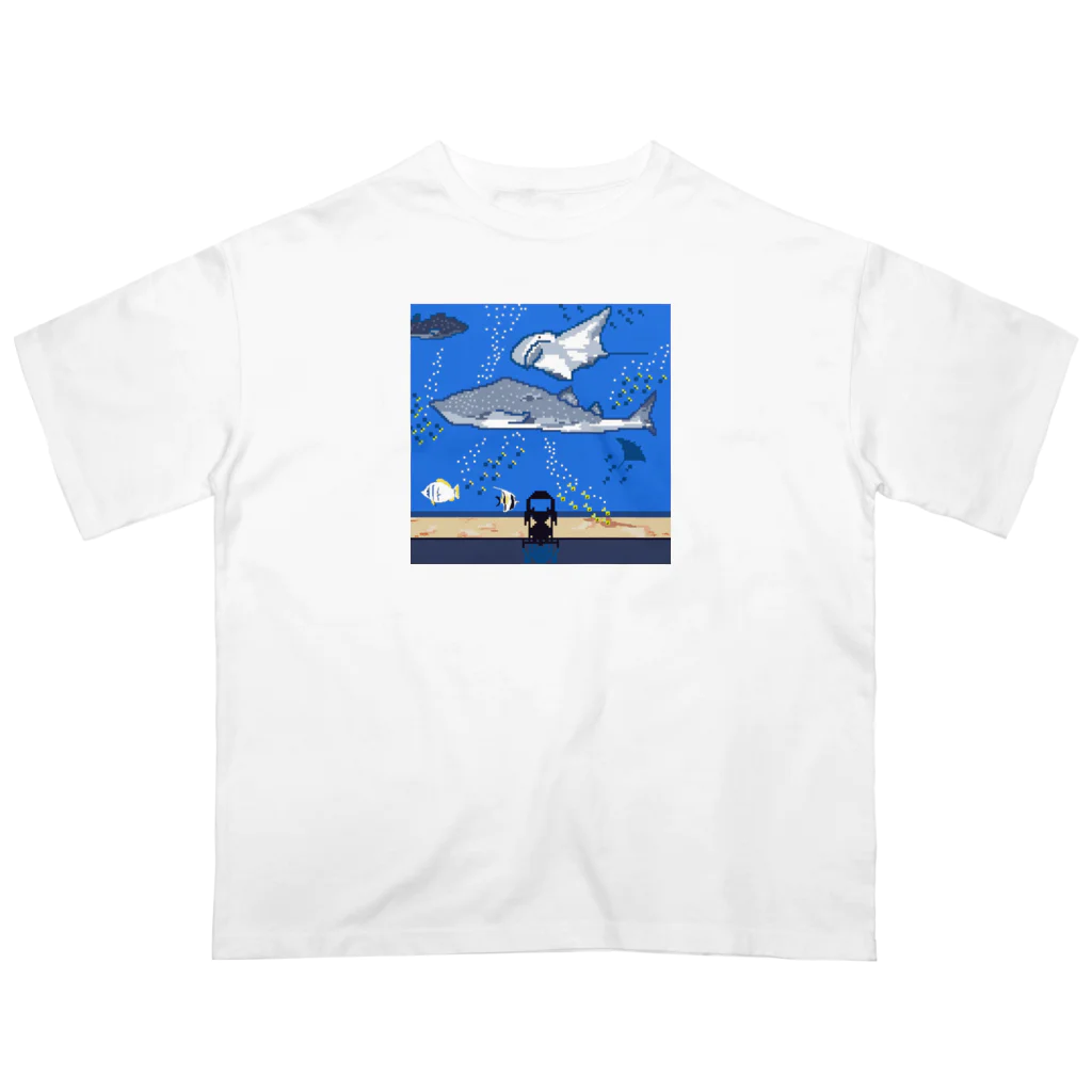 Ruru's worldの01ドット絵　ruruちゃん/三輪車でお散歩　水族館編 オーバーサイズTシャツ