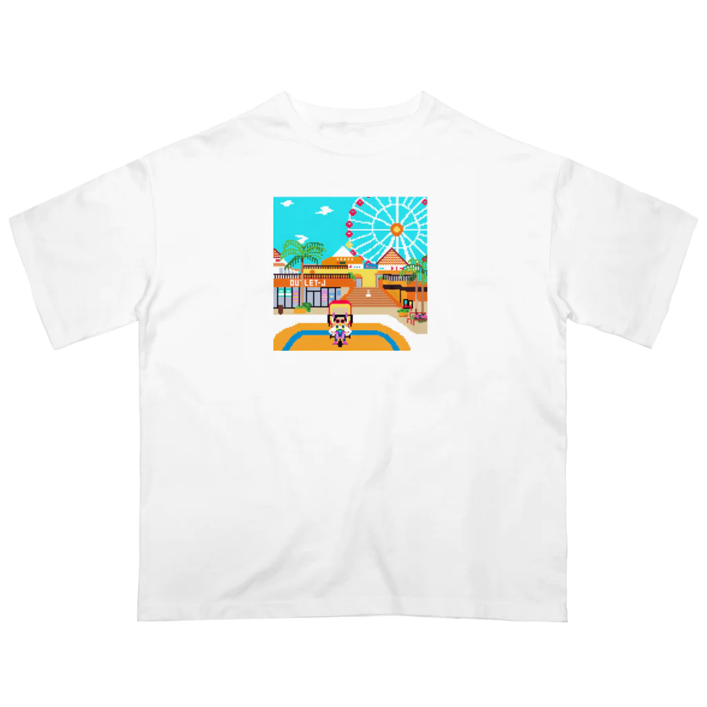 Ruru's worldの01ドット絵　ruruちゃん/三輪車でお散歩　アメリカンビレッジ編 オーバーサイズTシャツ