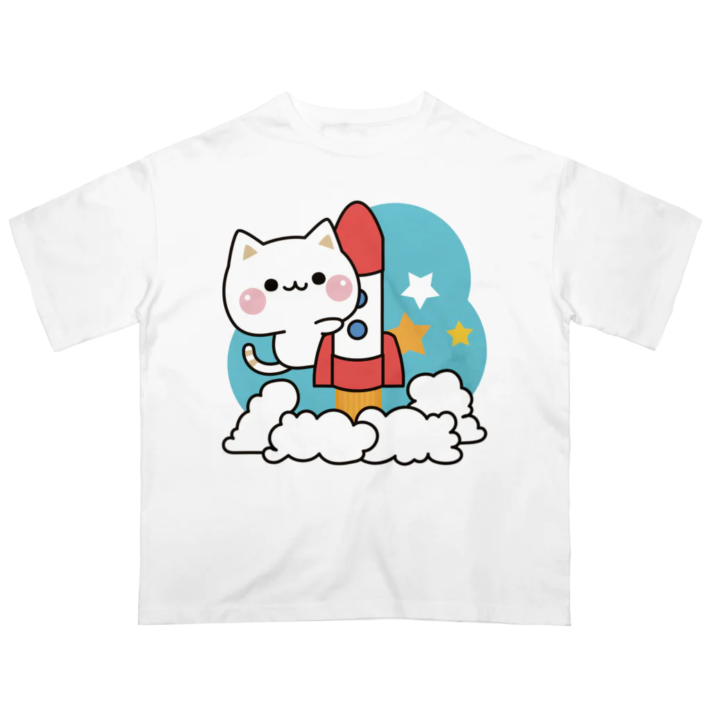 DECORの気づかいのできるネコ　ロケットver. Oversized T-Shirt