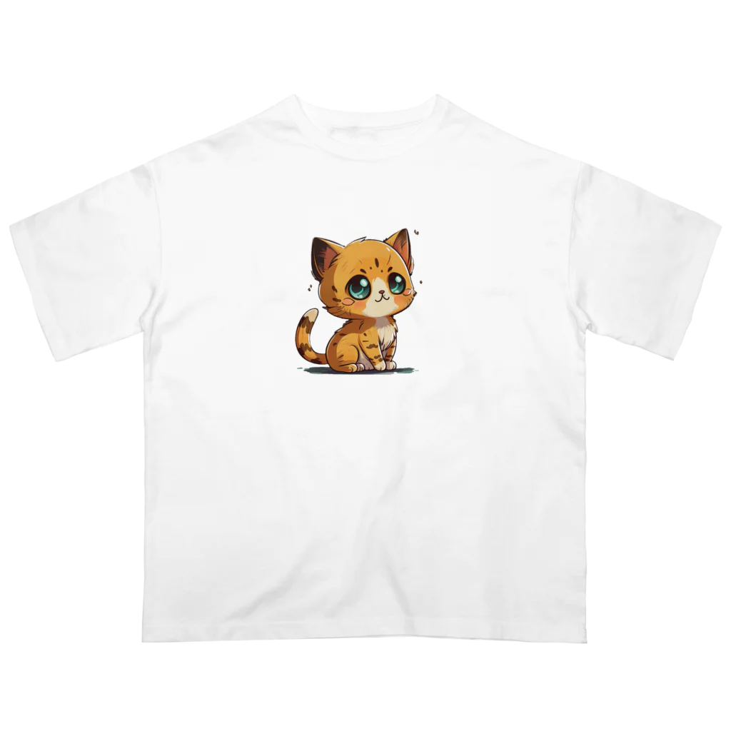 チビアニメのチビ猫 オーバーサイズTシャツ