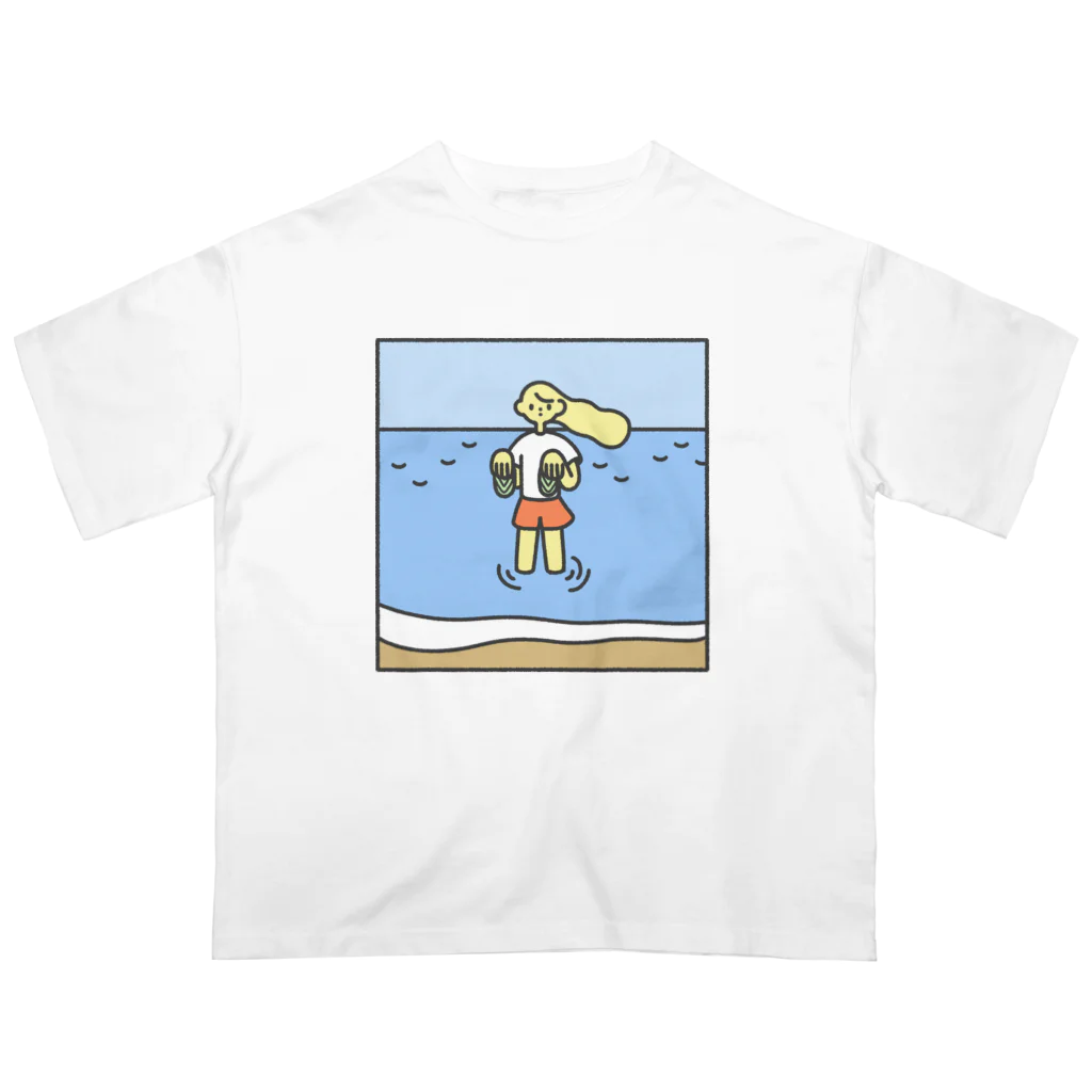 野花の𝙂𝙞𝙧𝙡 𝙞𝙣 𝙩𝙝𝙚 𝙎𝙚𝙖 オーバーサイズTシャツ