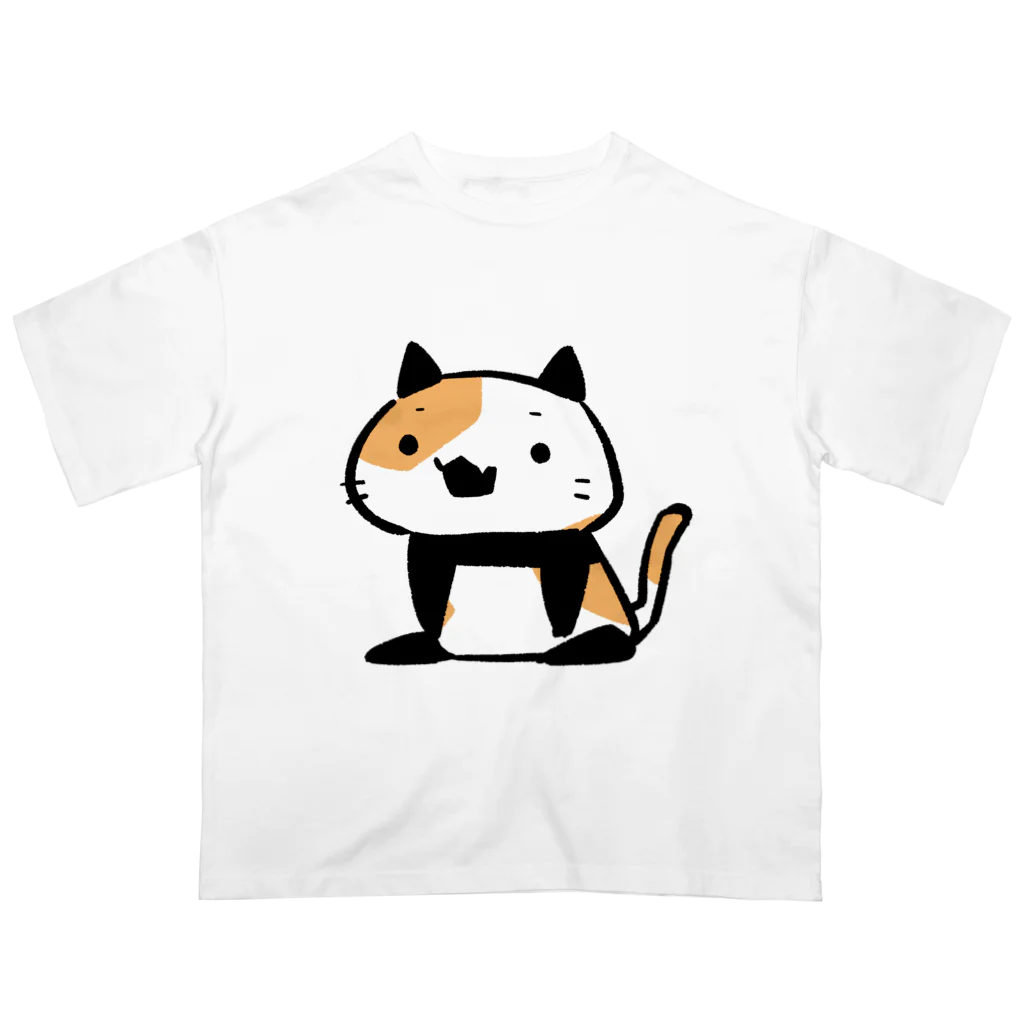 うさやのパンダ風味の三毛猫 Oversized T-Shirt