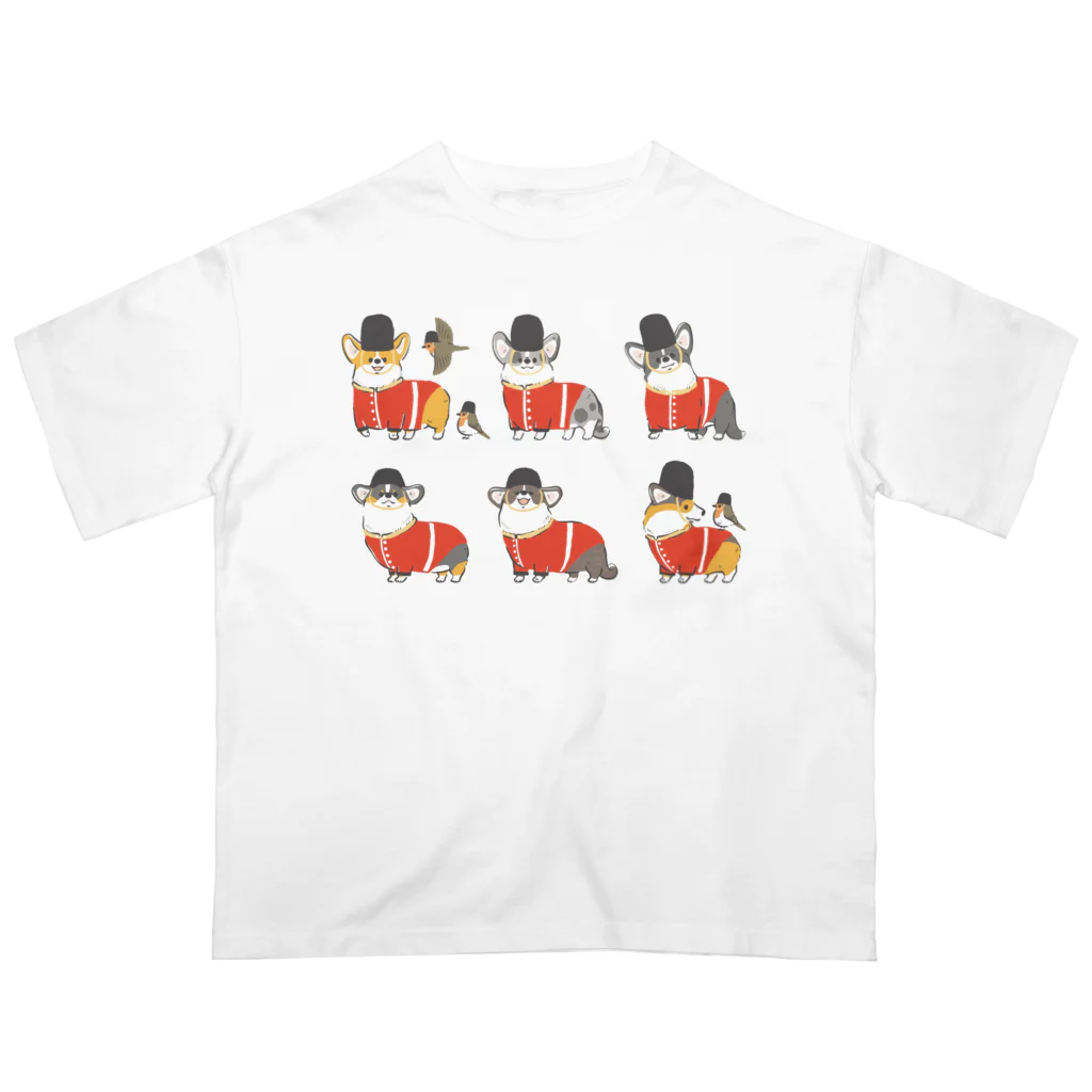 サカモトリエ/イラストレーターの近衛兵コーギーとロビンたち Oversized T-Shirt
