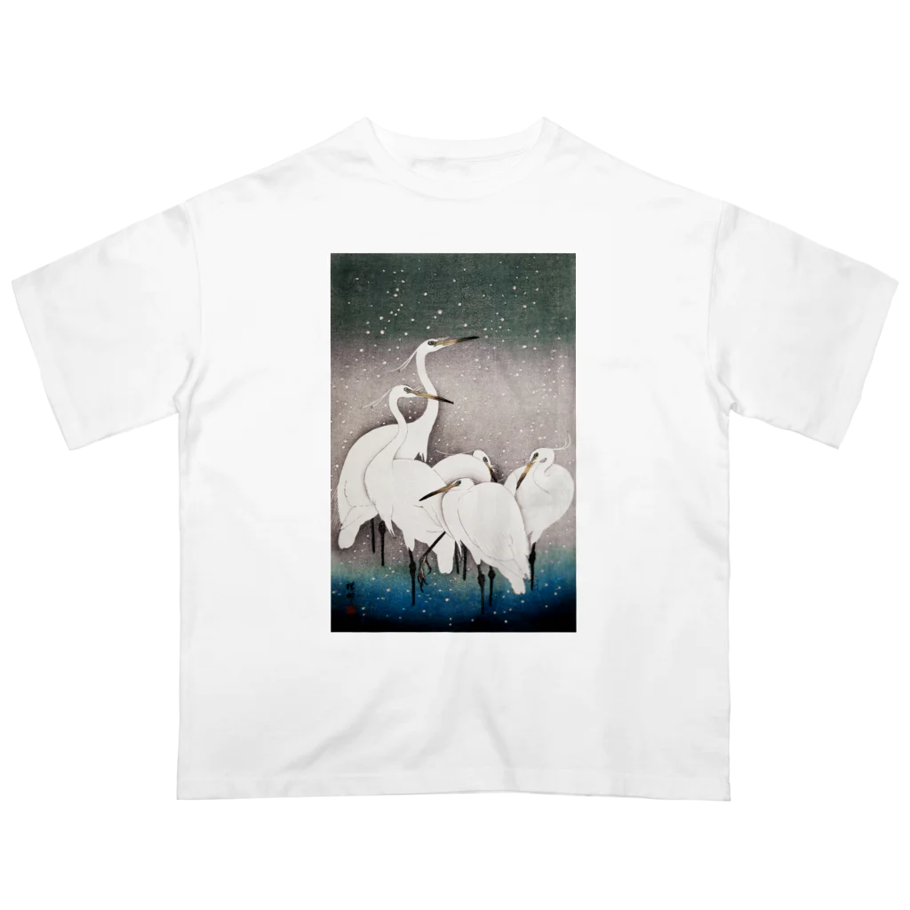 MUGEN ARTの小原古邨　雪中群鷺（白鷺の群れ）日本のアートTシャツ＆グッズ Oversized T-Shirt