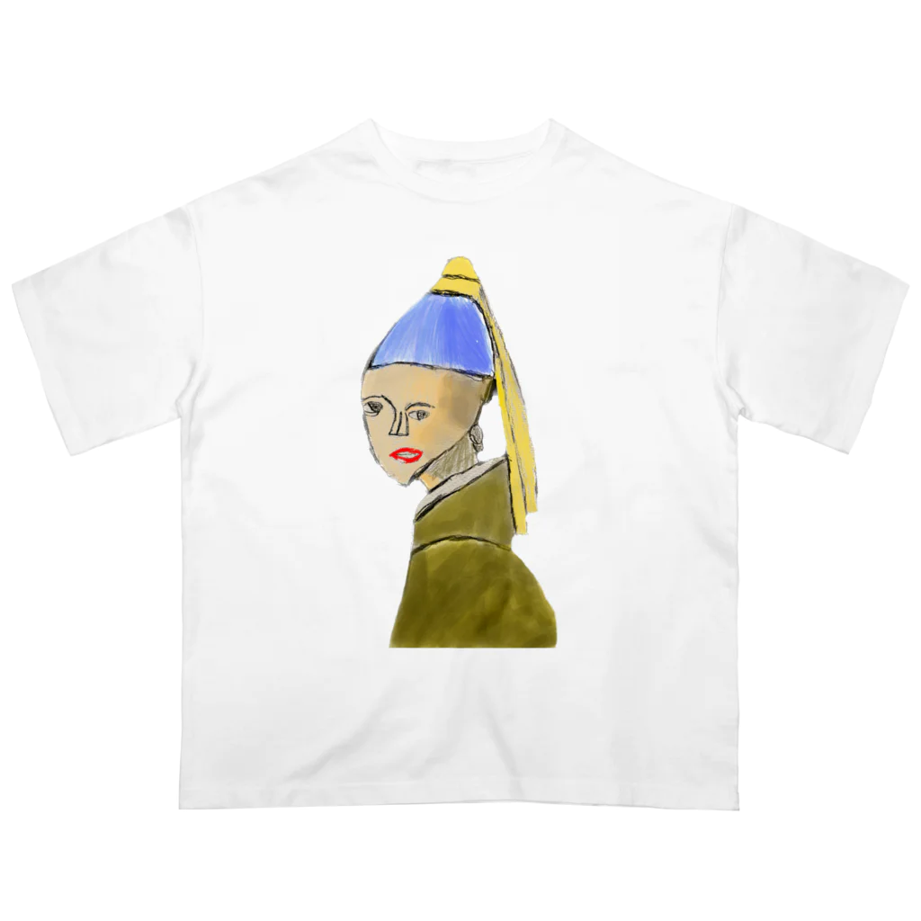 Genart0717のGirl with a pearl earring　フェルメールの真珠の耳飾りの少女 Oversized T-Shirt