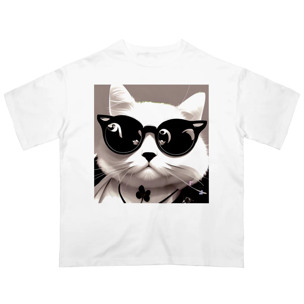 Connect Art SUZURI STOREのConnect Art 001 Cat オーバーサイズTシャツ