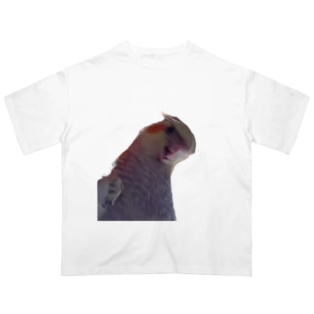 【ゆいみん】オカメインコとキノコの雑貨屋さんの荒ぶるオカメインコ オーバーサイズTシャツ