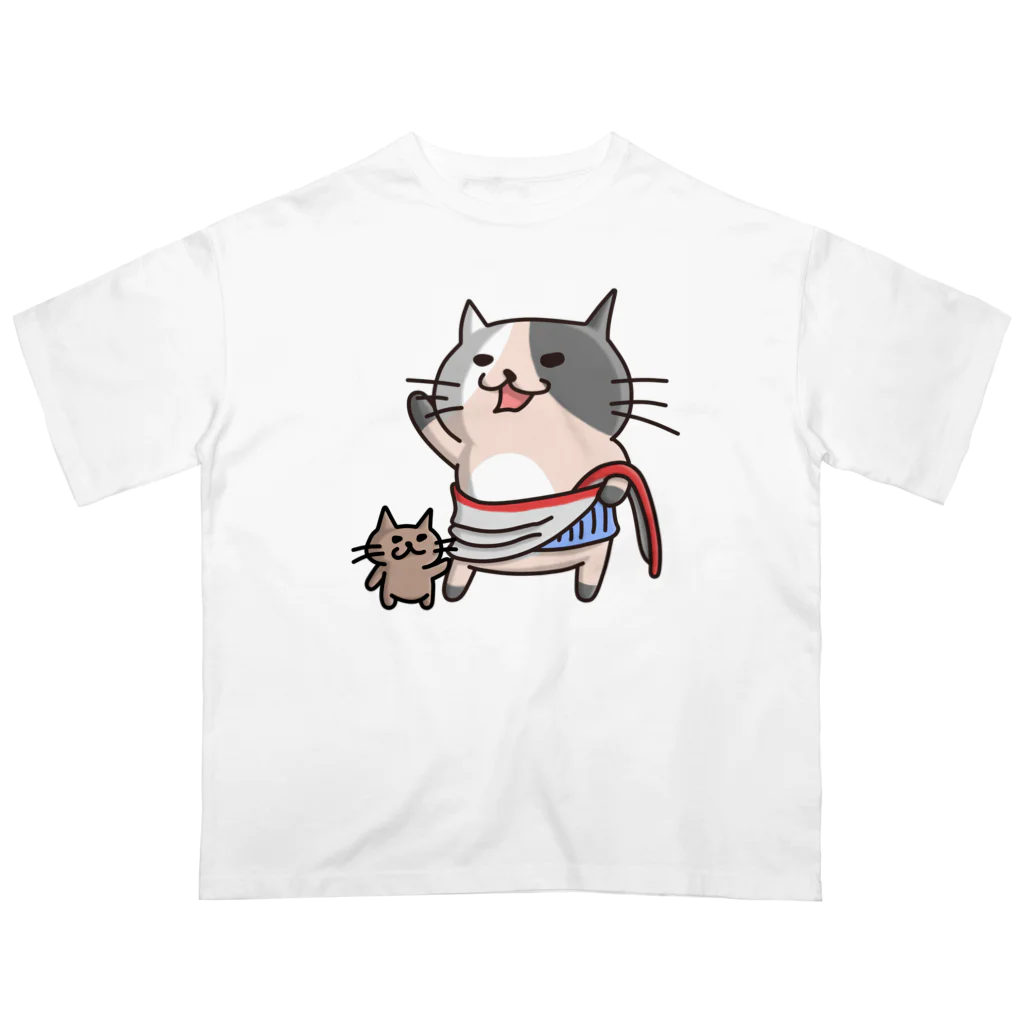 ひよこ男爵とまだむにゃんのにゃうぐすとぅす オーバーサイズTシャツ