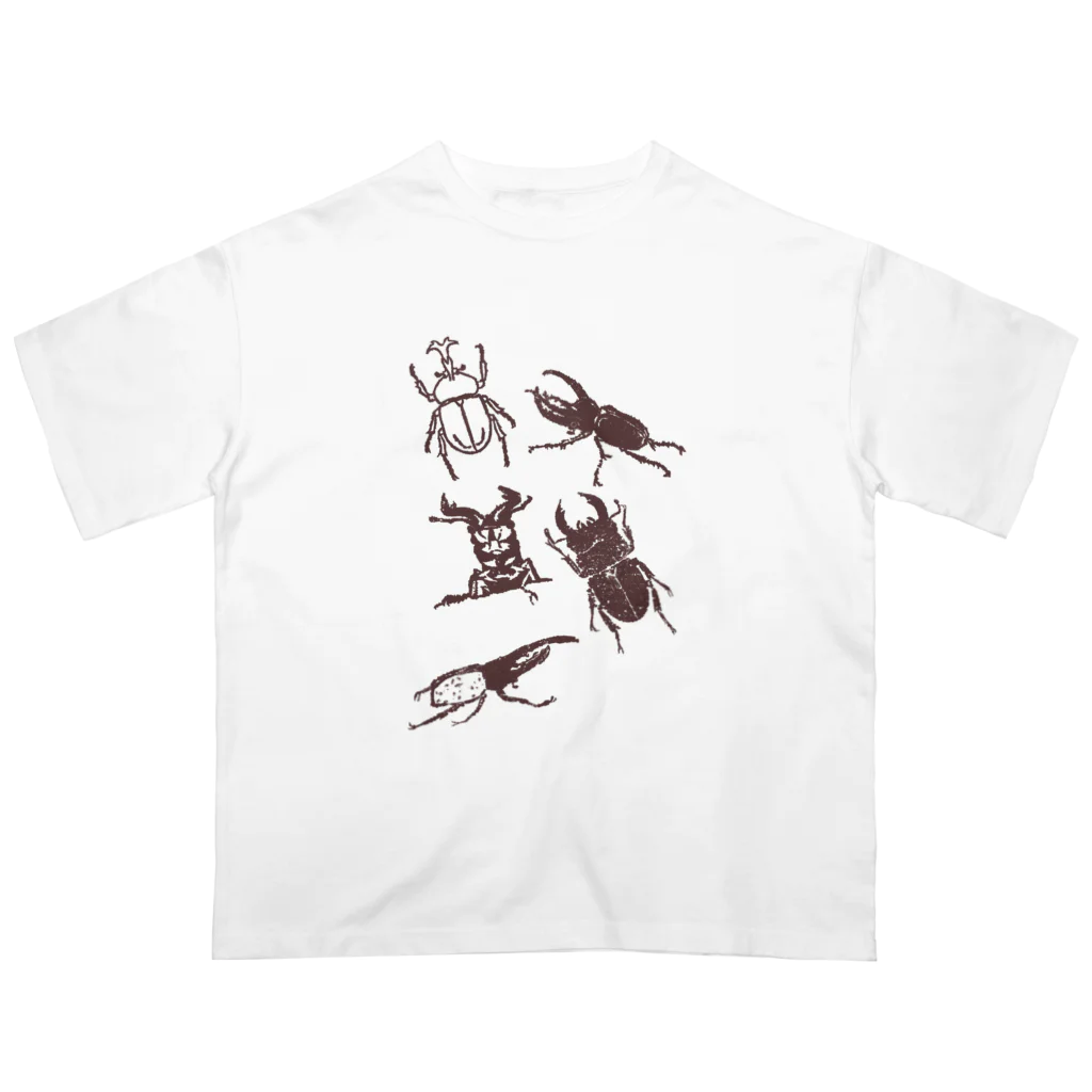 23_drawingのカブトムシとクワガタ オーバーサイズTシャツ