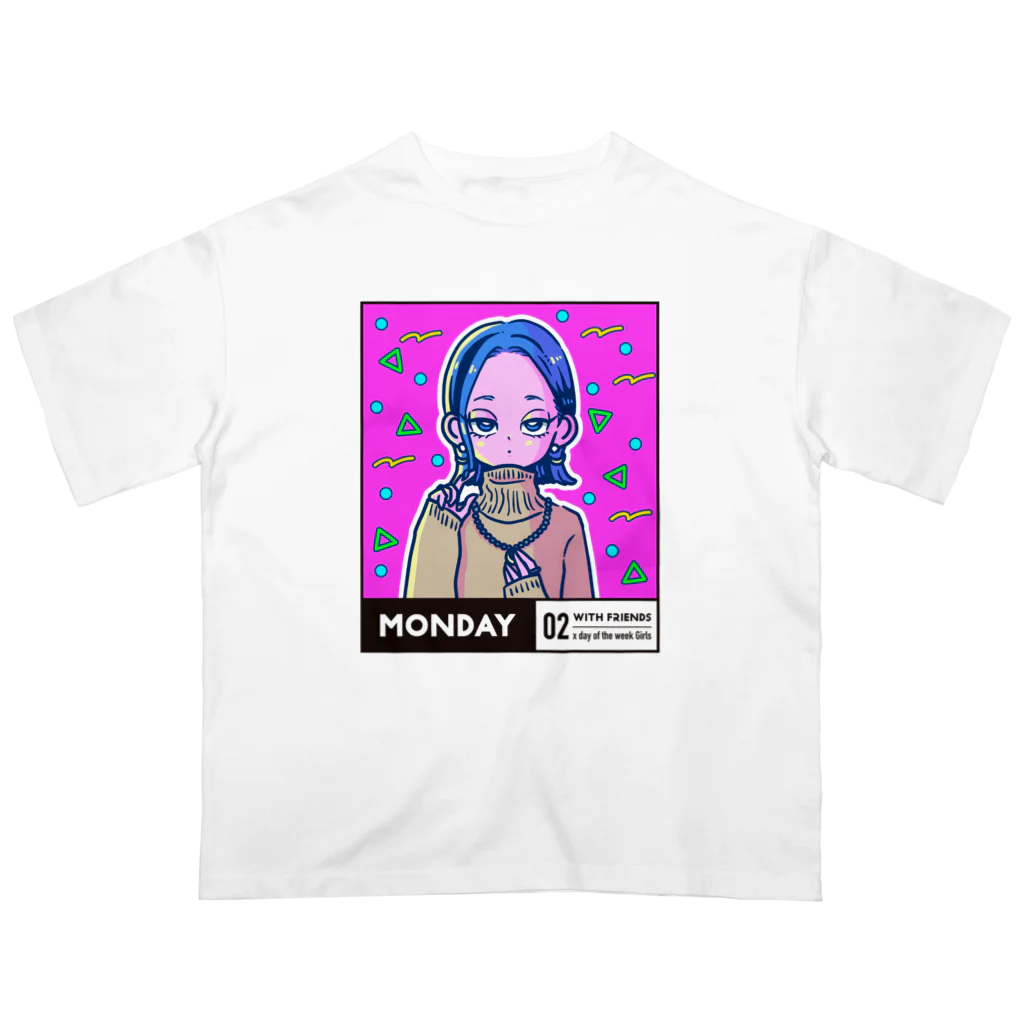 x曜日の彼女 の02-1-with friends-Monday Oversized T-Shirt