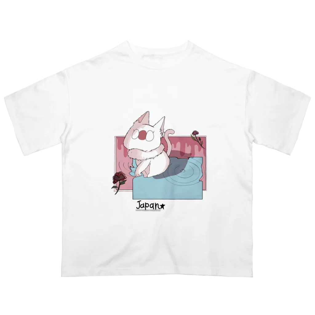 れもその小さいお店のねこちゃん オーバーサイズTシャツ