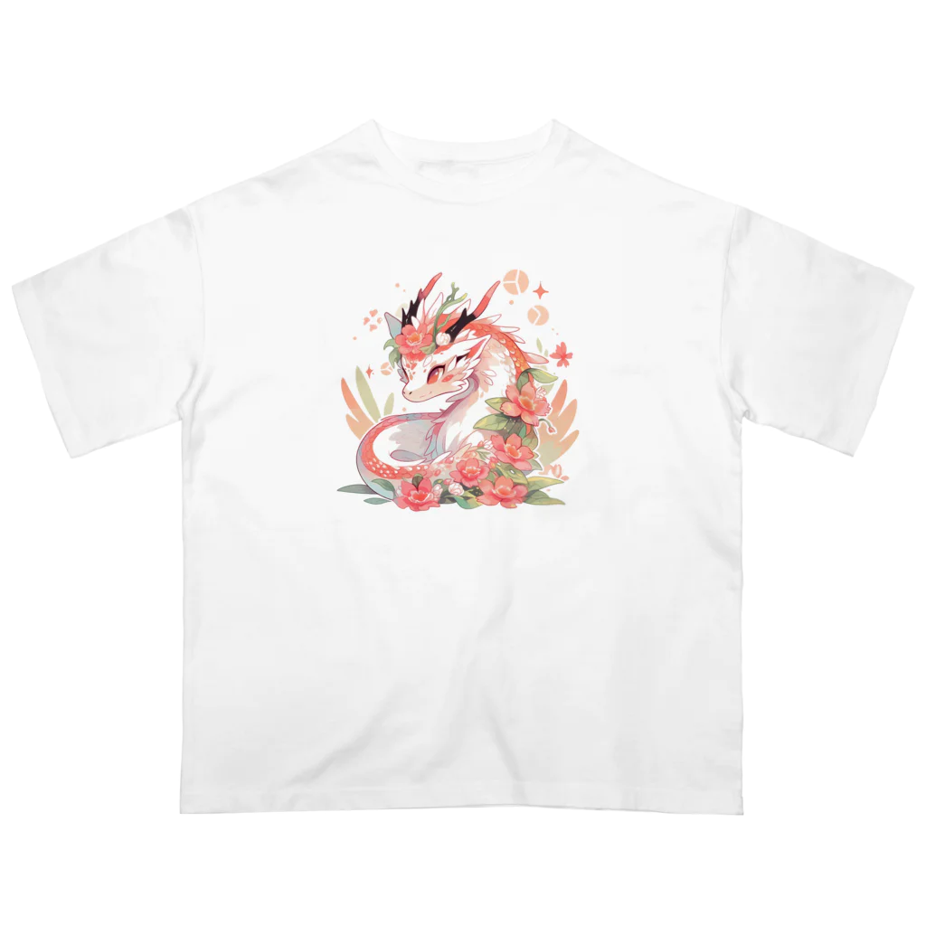 Japan Beautyオリジナルショップのうっすらピンクの花龍さん Oversized T-Shirt