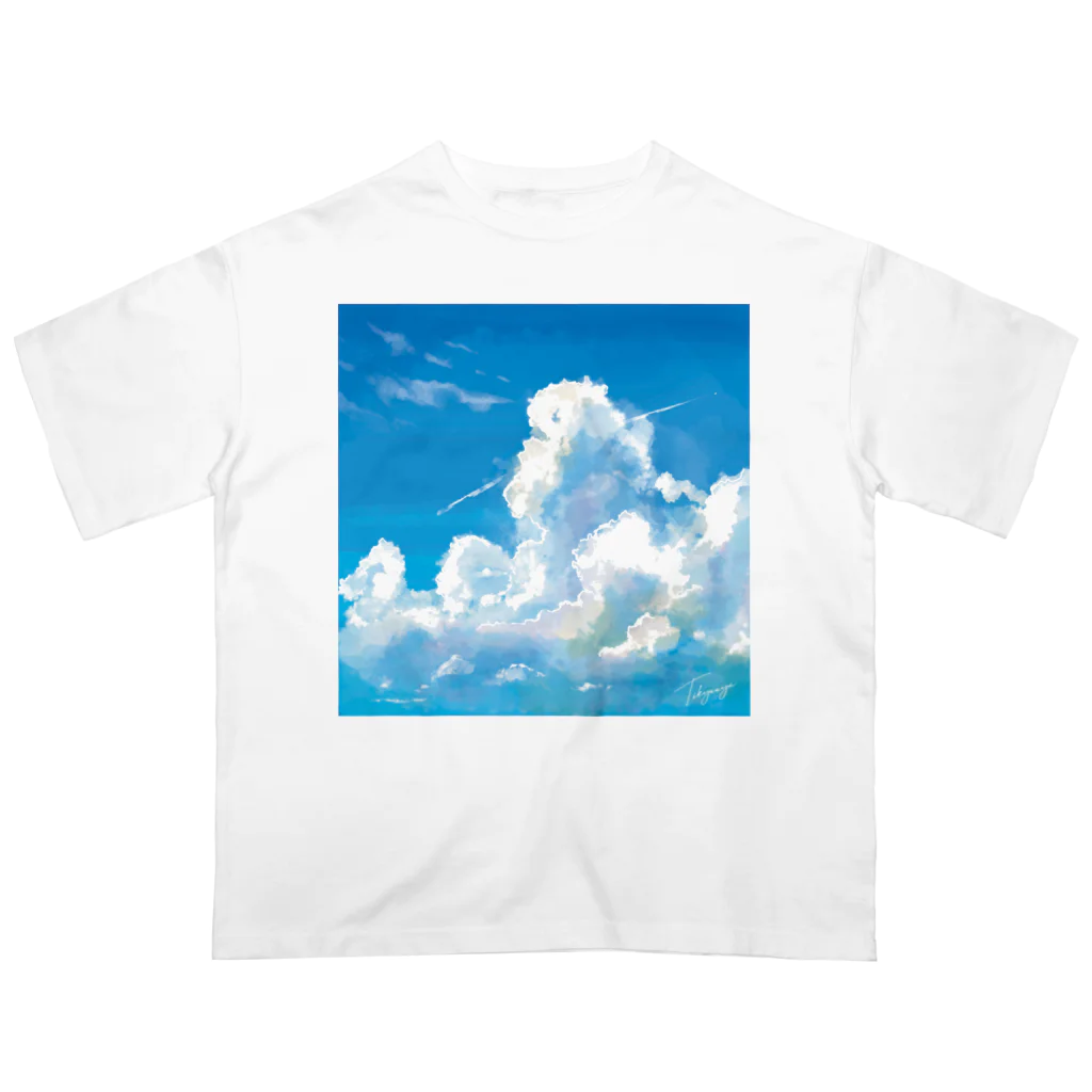 地球屋SUZURI店の青空(ロゴ入り) Oversized T-Shirt