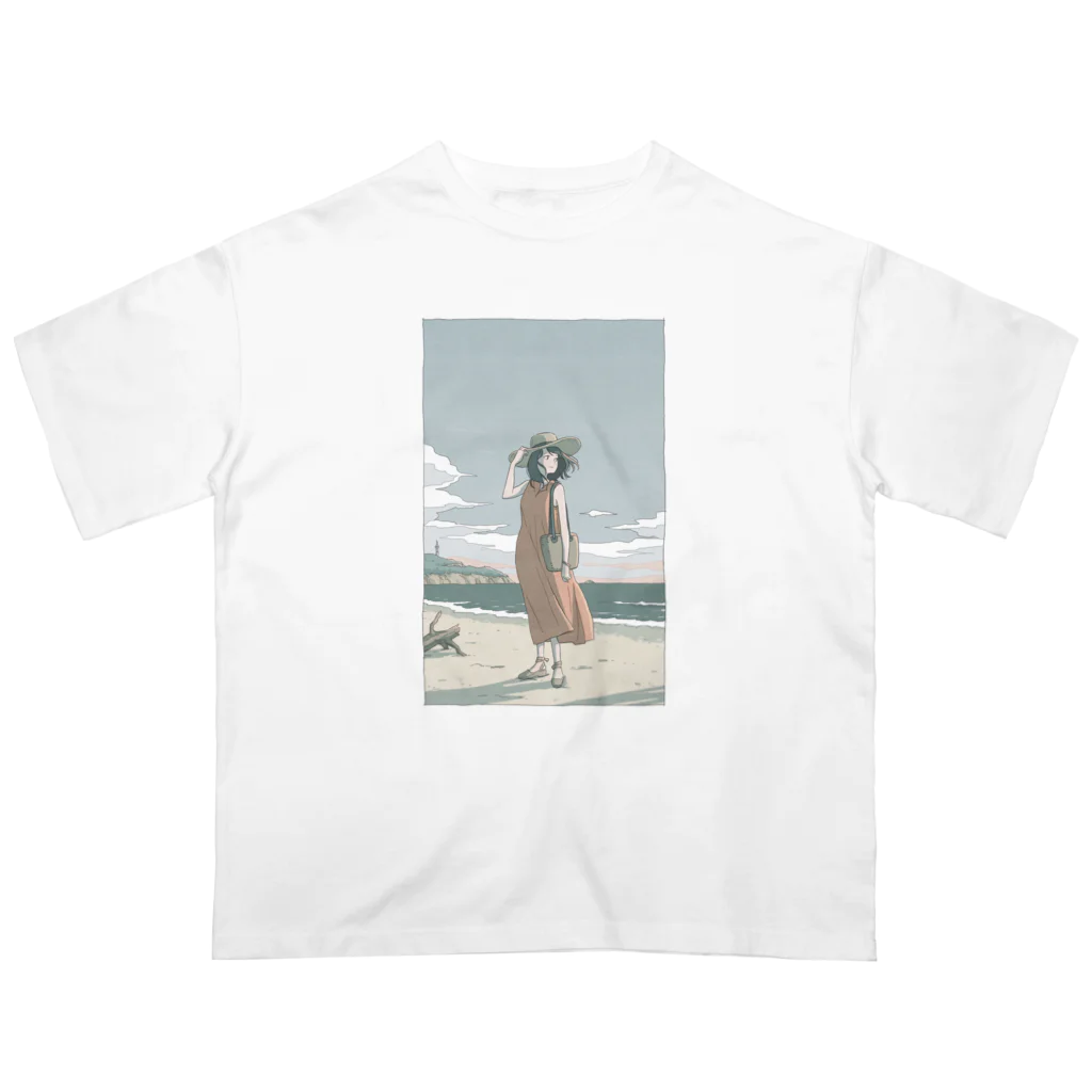 みずす（イラストレーター）の9月の海 Oversized T-Shirt