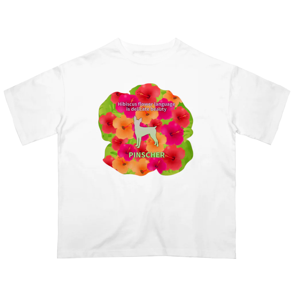 onehappinessのピンシャー　hibiscus　花言葉　onehappiness オーバーサイズTシャツ