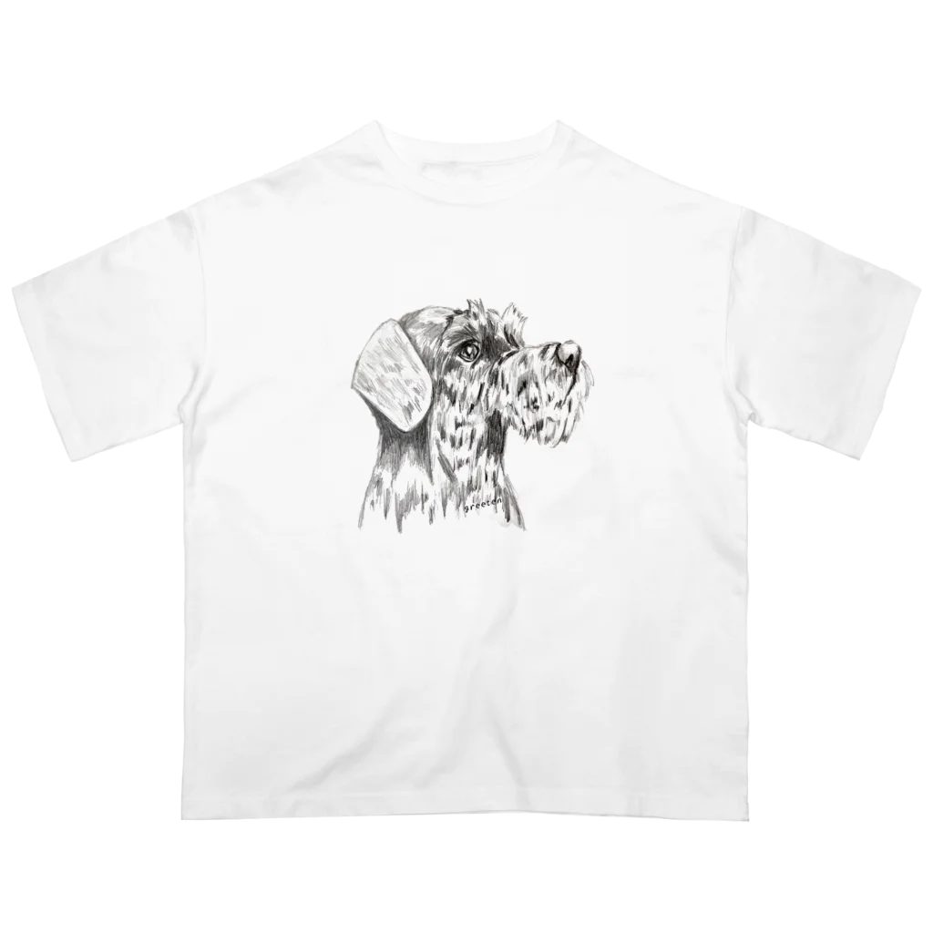 greetenのシュナウザー　テリアアート犬 Oversized T-Shirt