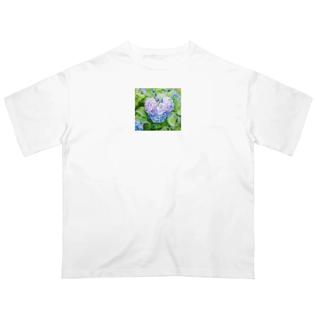 GRASPの紫陽花 ハート オーバーサイズTシャツ