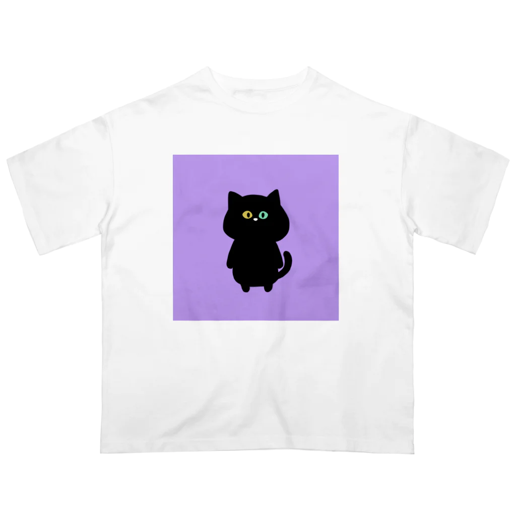 ネムうまるの黒猫 しじみさん【紫】 オーバーサイズTシャツ