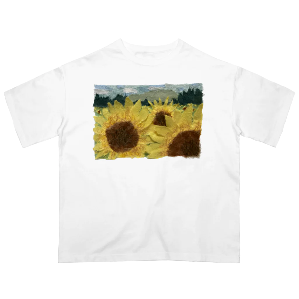 米農家の絵描きのひまわり畑 Oversized T-Shirt