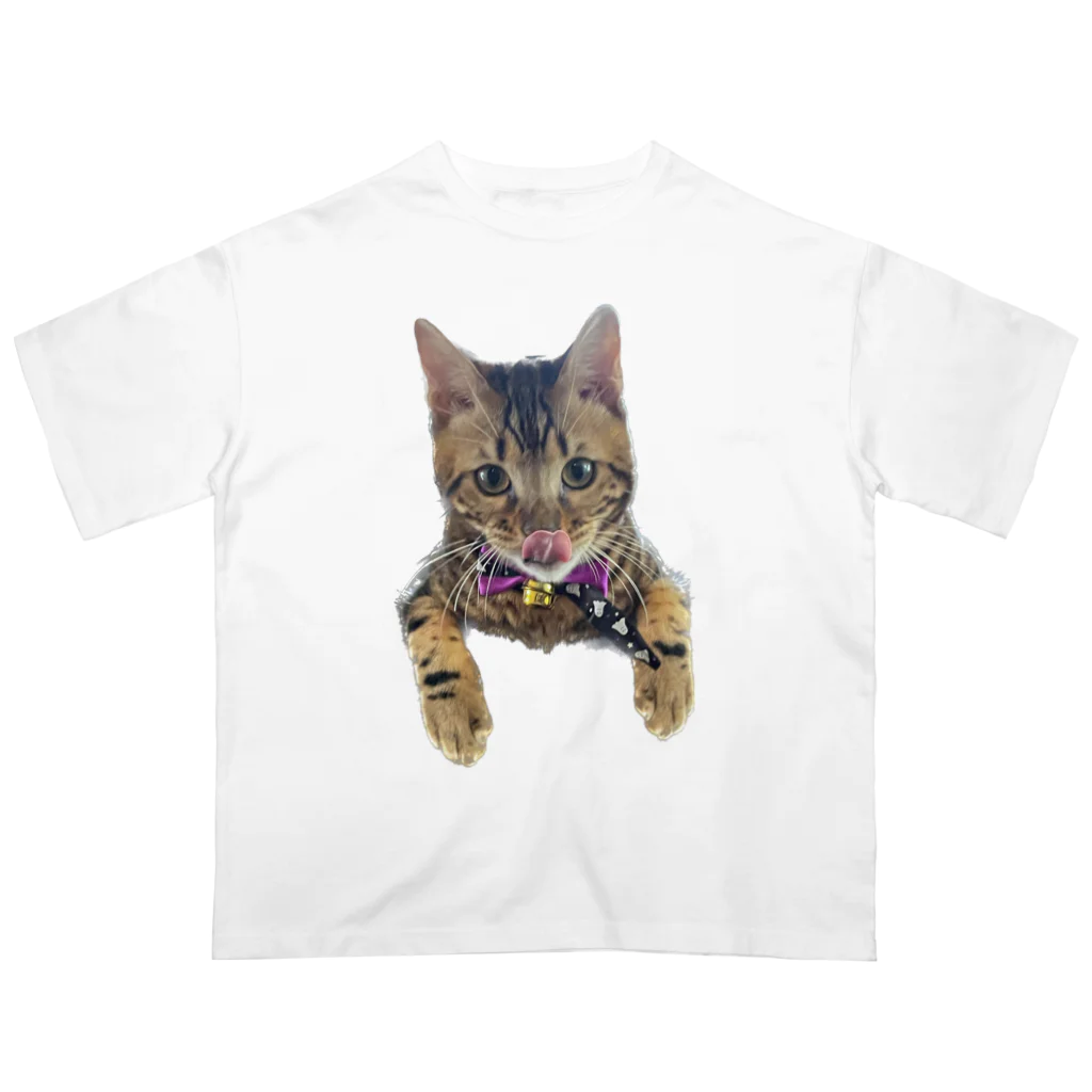 いくママ 猫との毎日のペロリンおむすび Oversized T-Shirt