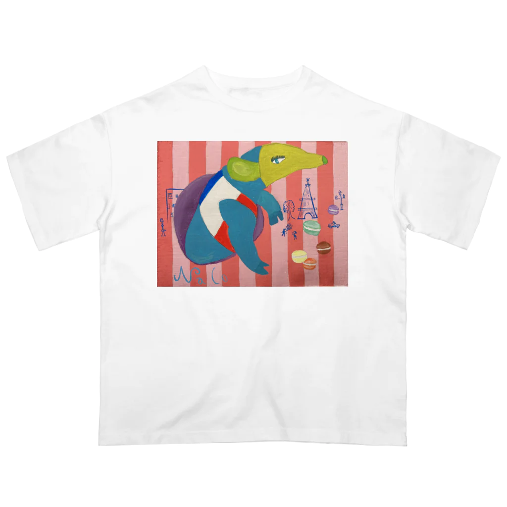 nacosuのアリクイ君わーるでぃ～　France Oversized T-Shirt