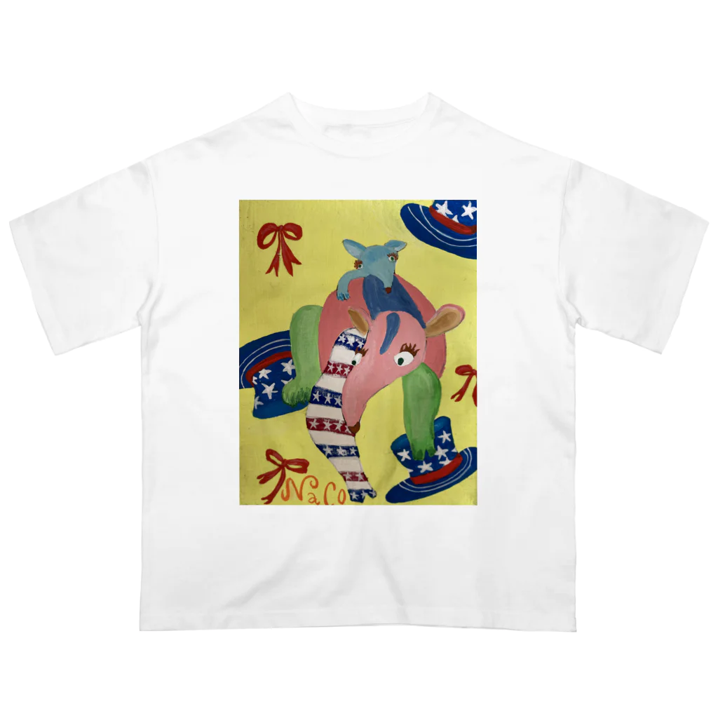 nacosuのアリクイ君わーるでぃ～　America Oversized T-Shirt