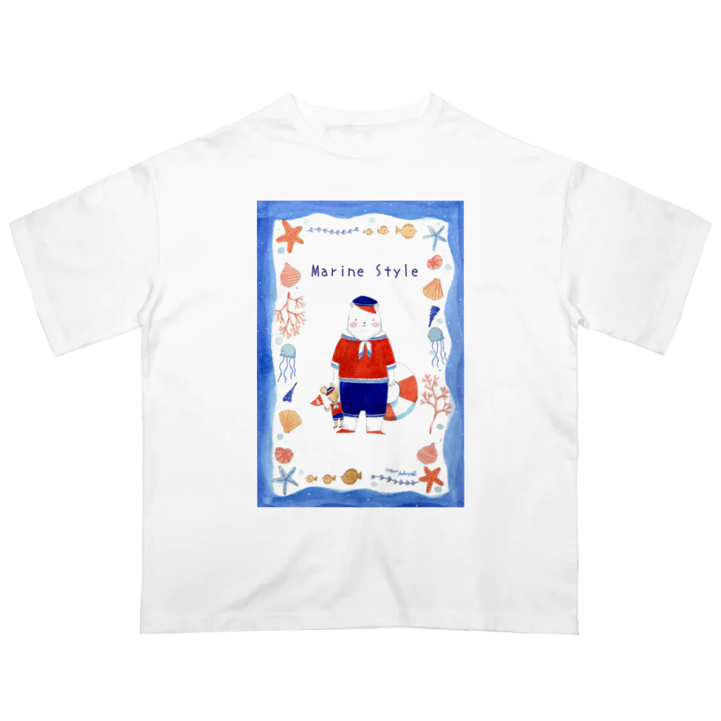 ブルーグリーンのマリンな夏 オーバーサイズTシャツ