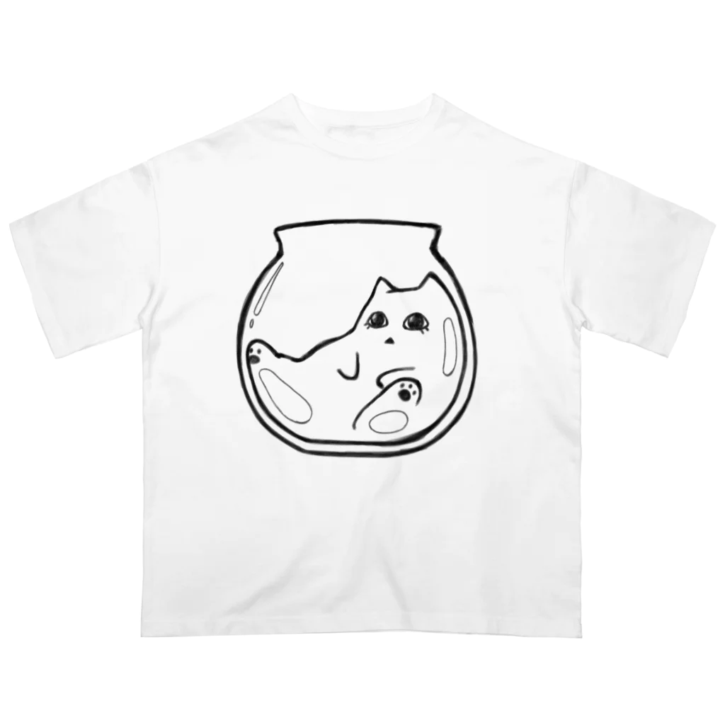 ちーのお店のガラス瓶とねこ Oversized T-Shirt