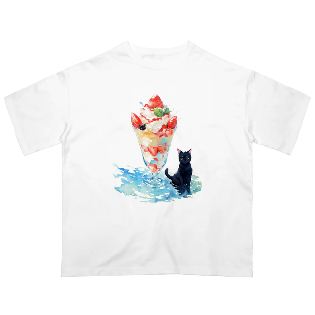 yuuの黒猫とパフェ オーバーサイズTシャツ