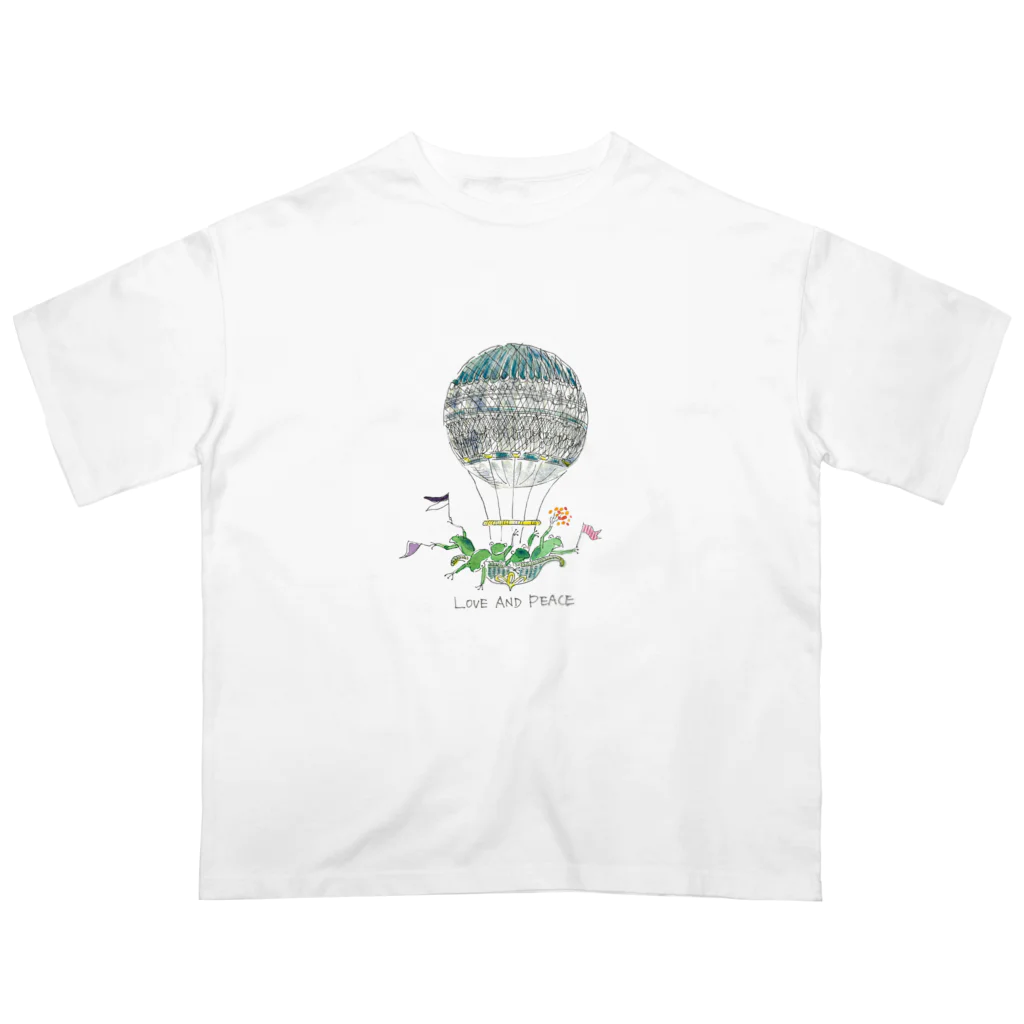 Kumiko_muro_illustration🐸のLOVE AND PEACE オーバーサイズTシャツ